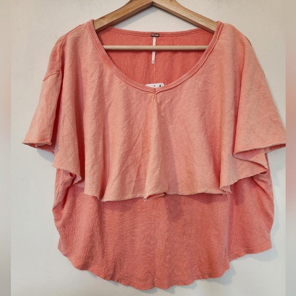 Free People Tops - NWOT Free People Ruffle Top Peach Color